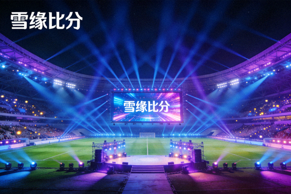 大型雪缘比分足球网比赛场馆全景及炫酷灯光舞台